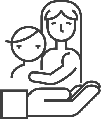 Women and child on hand illustration